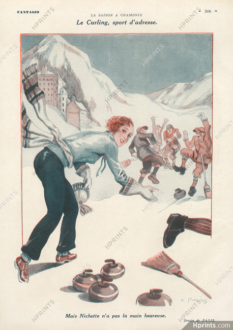 Georges Pavis 1930 Curling, Chamonix
