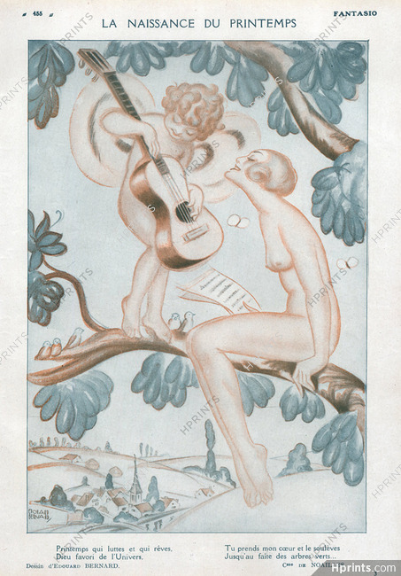 Edouard Bernard 1930 La Naissance du Printemps, Nude, Poem Comtesse De Noailles