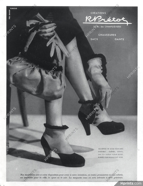 R. Pretot (Créations) 1947 Shoes, Handbag, Gloves..Photo Elshoud