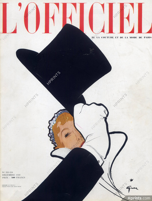 René Gruau 1949 L'Officiel Cover, Top Hat