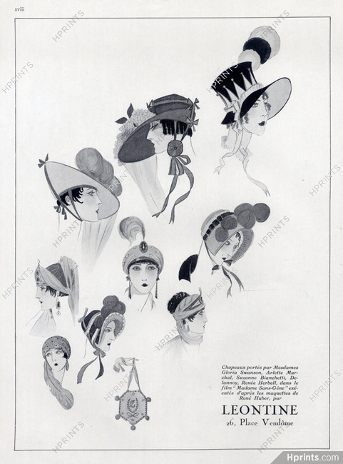 Léontine (Millinery) 1924 Gloria Swanson, Arlette Marchal, Suzanne Bianchetti, Delannoy, Renée Herbell