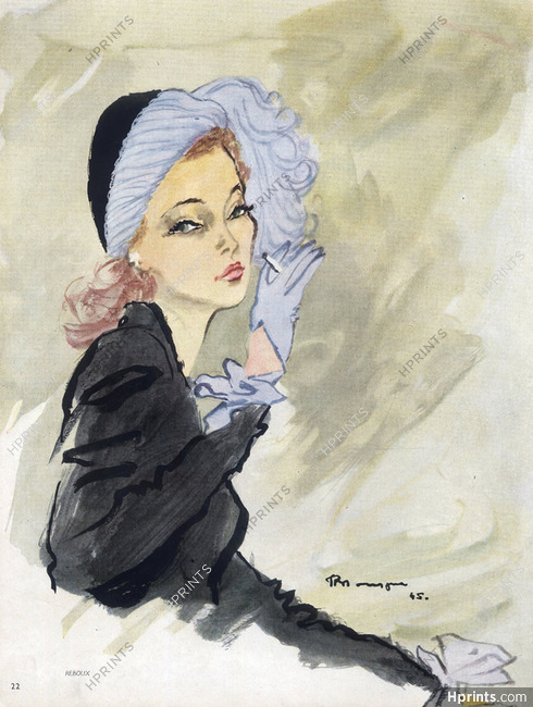 Caroline Reboux 1945 Feather Hat, Pierre Mourgue