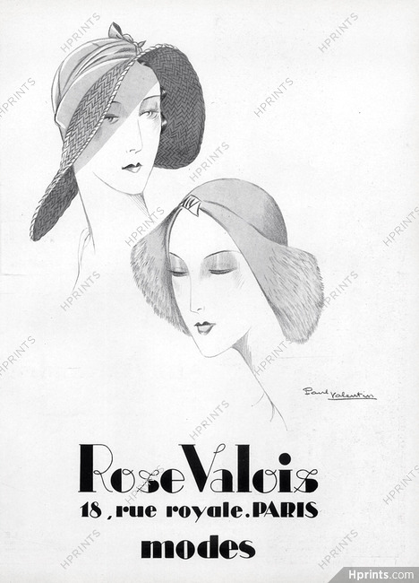 Rose Valois (Millinery) 1930 Paul Valentin