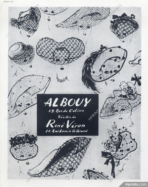 Albouy (Millinery) 1948 René Véron Résilles