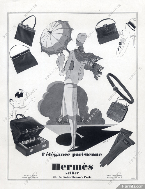 Hermès 1927 Handbag Umbrella Gloves Polo, Benigni