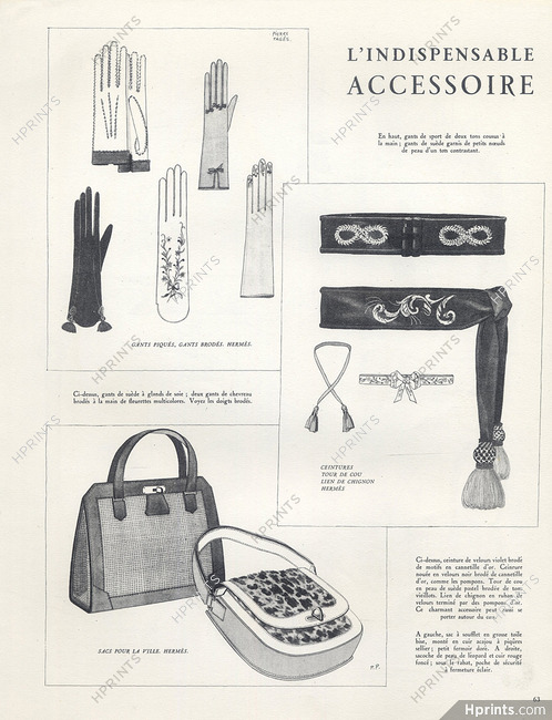 Hermès (Handbags) 1942 Gloves, Belts... Pierre Pagès