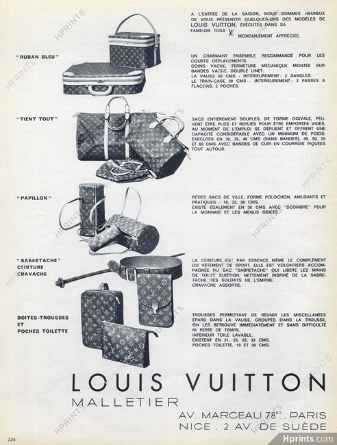Louis Vuitton (Luggage, Baggage) 1969 Handbag, Train-Case, Sabretache...