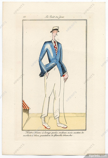 Le Goût du Jour 1920 N°13 J.E. Laboureur Man's Suit Pochoir