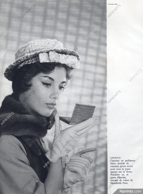 Hermès (Gloves & Powder Box) 1959 Canotier Legroux, Photo Georges Saad