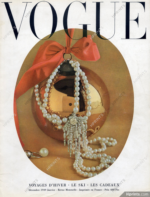 Vogue Cover 1949 Cartier, Pearls Necklace, Photo Rutledge