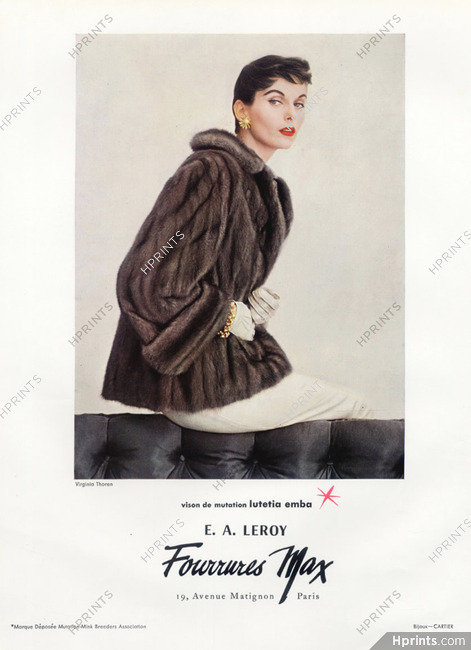 Fourrures Max (Fur Clothing) 1954 Jewels Cartier, Photo Virginia Thoren