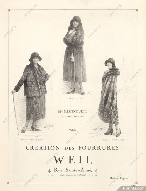 Weil (Fur clothing) 1921 Mistinguett, Fur Coat