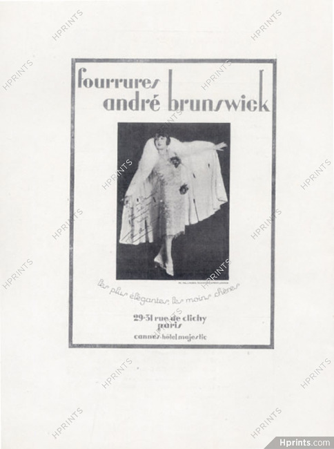 André Brunswick (Fur Clothing) 1927 Jane Aubert Autograph