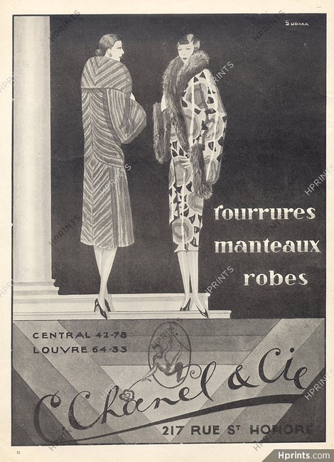 C. Chanel & Cie (Fur Clothing) 1926 G. Sudaka, Art Deco Style
