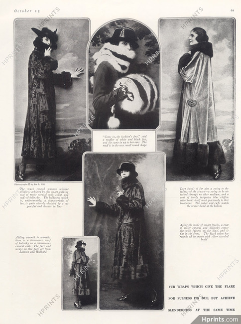 Lamson and Hubbard (Fur Clothing) 1915 Fur Wraps, Fur Coat, Muff...