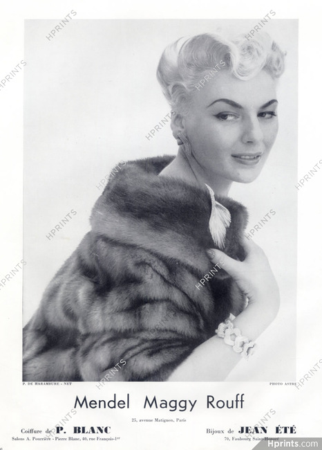 Mendel-Maggy Rouff (Fur Clothing) 1957 Photo Louis Astre, Bracelet Jean Eté