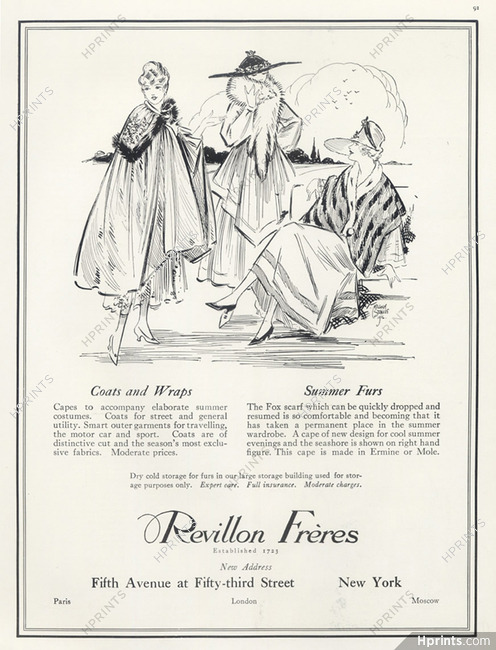 Revillon (Fur Clothing) 1916 Coats and Wraps