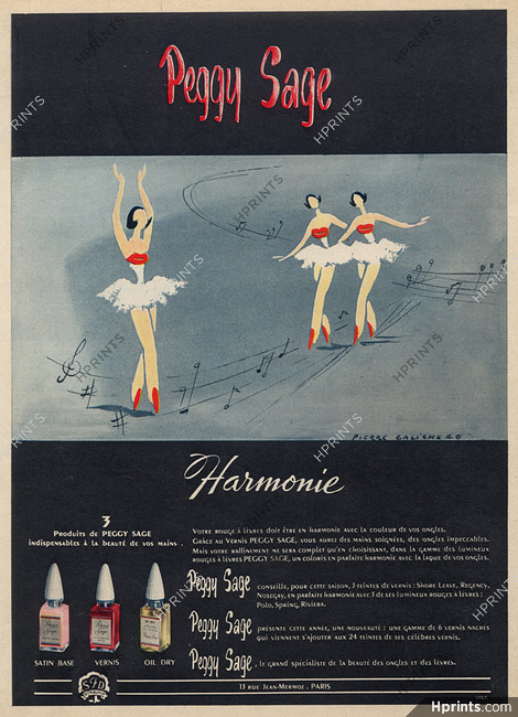 Peggy Sage (Cosmetics) 1951 Nail Polish, Pierre Galichere