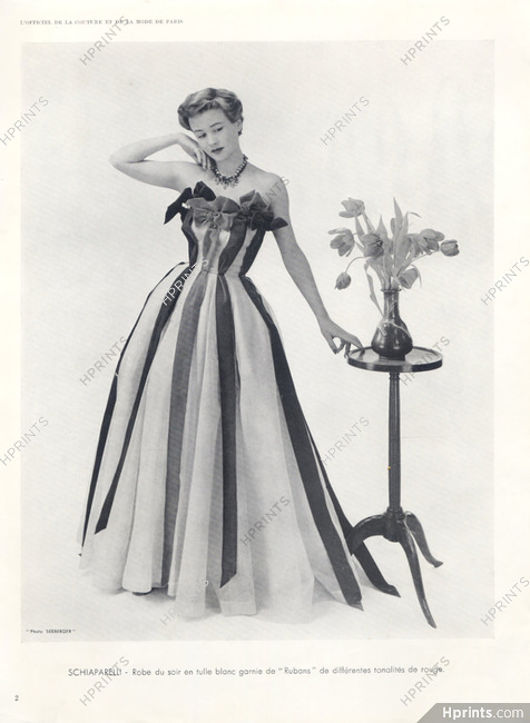 Schiaparelli (Couture) 1951 Evening Gown Ribbon, Photo Seeberger