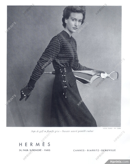 Hermès (Couture) 1954 Jupe de Golf, Umbrella, Photo Henry Clarke