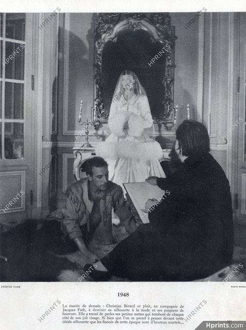 Jacques Fath 1947 Wedding Dress, Mr Jacques Fath & Christian Berard Portraits, Photo Schall