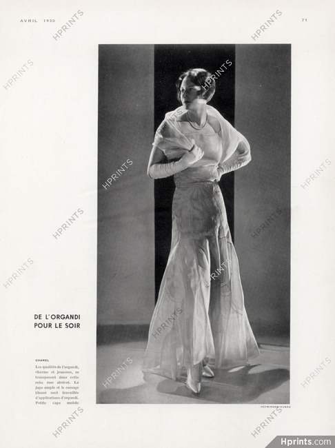 Image of woman wearing Chanel dress, 1928-1930 (b/w photo)