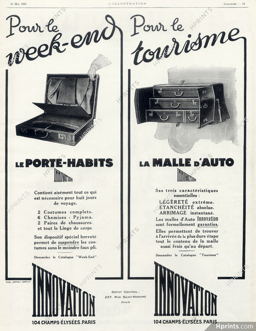 Innovation (Luggage, Baggage) 1926 Malle-auto, Porte-habits