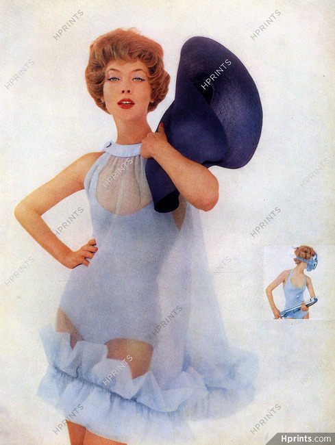 Jacques Heim 1958 Baby-Doll Dress, Montézin Hat, Photo Donald Silverstein