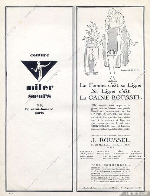 J.Roussel (Girdles) 1926 Miler Soeurs (Couture)