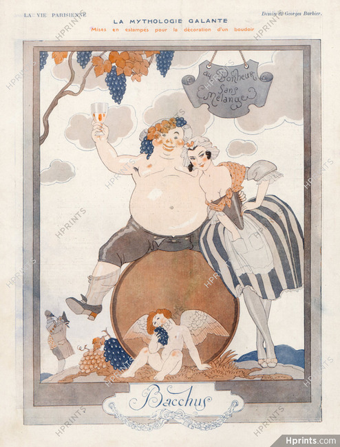 George Barbier 1923 Bacchus, La Mythologie Galante, Topless, Mythology