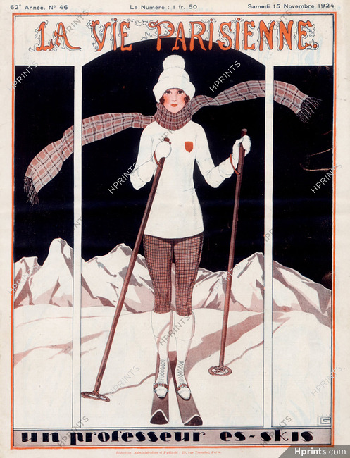 Georges Léonnec 1924 Skiing