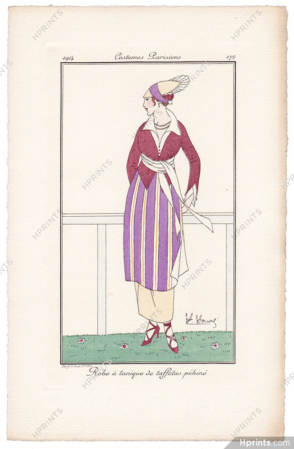 HONORE 1914 Journal des Dames et des Modes Costumes Parisiens Pochoir N°172