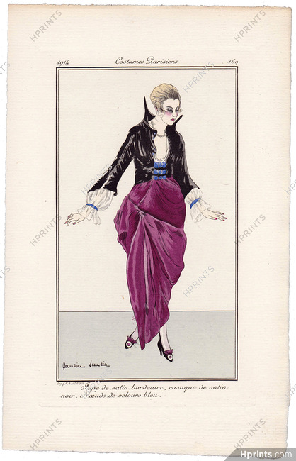 Germaine Lemaire 1914 Journal des Dames et des Modes Costumes Parisiens Pochoir N°169