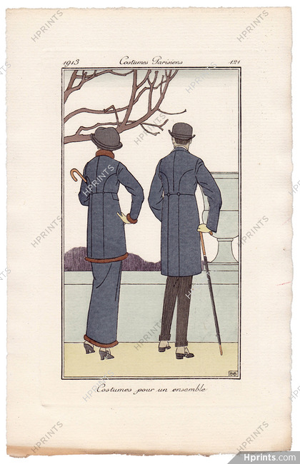 Bernard Boutet de Monvel 1913 Journal des Dames et des Modes Costumes Parisiens Pochoir N°121