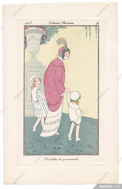 Madeleine Franc-Nohain 1913 Journal des Dames et des Modes Costumes Parisiens Pochoir N°81 Children, Kids