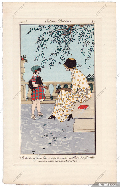 Madeleine Franc-Nohain 1913 Journal des Dames et des Modes Costumes Parisiens Pochoir N°87 Children, Kids