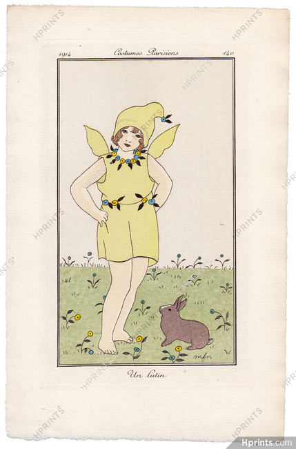 Madeleine Franc-Nohain 1914 Journal des Dames et des Modes Costumes Parisiens Pochoir N°140 Children, Kids