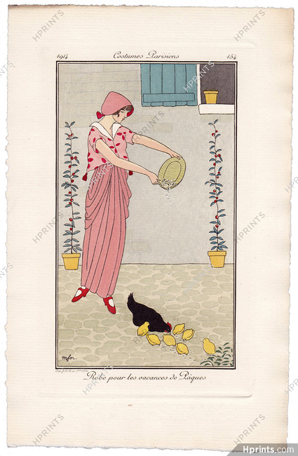 Madeleine Franc-Nohain 1914 Journal des Dames et des Modes Costumes Parisiens Pochoir N°154