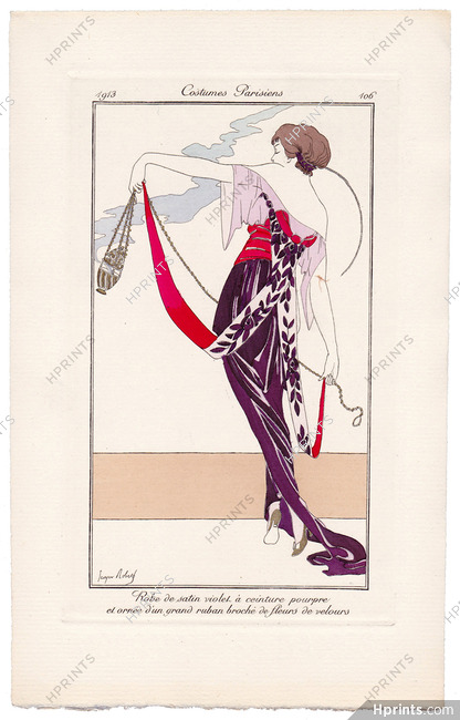 George ROBERTS 1913 Journal des Dames et des Modes Costumes Parisiens Pochoir N°106