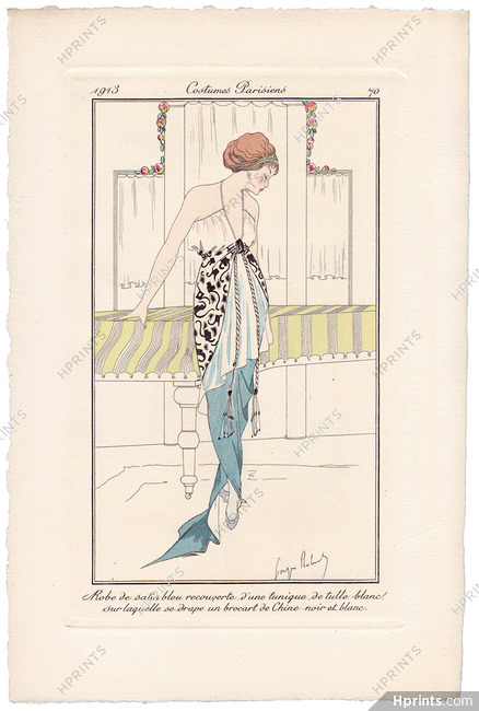 George ROBERTS 1913 Journal des Dames et des Modes Costumes Parisiens Pochoir N°70