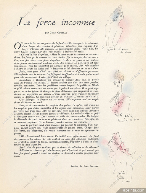 Jean Cocteau 1942 La Force Inconnue