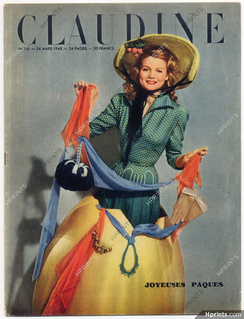 CLAUDINE Fashion Magazine 1948 N°141 Photo Harry Meerson, Schiaparelli, 24 pages