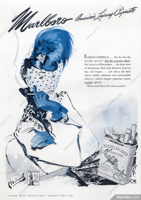 Marlboro 1943 American Luxury Cigarette, Hat and blue Gloves, Bodegard