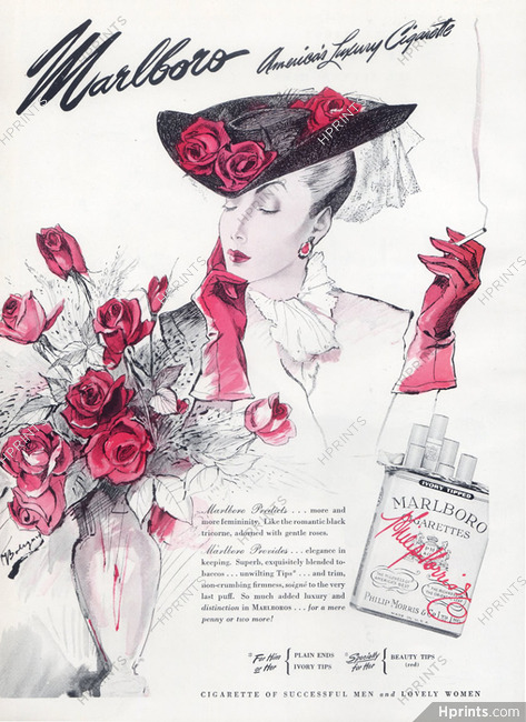 Marlboro (Cigarettes, Tobacco Smoking) 1944 Bodegard, Tricorne with Roses