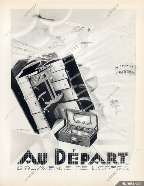 Au Départ 1928 Toiletries Bag, Lithograph PAN P.Poiret, Yan Dyl