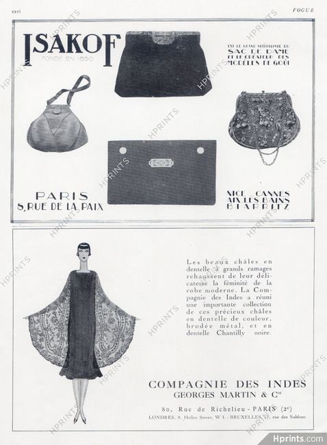 Isakof (Handbags) 1926 Compagnie des Indes Fashion