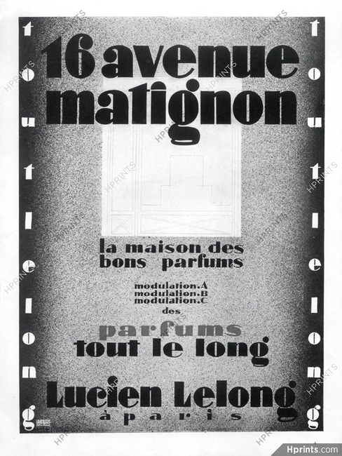 Lucien Lelong (Perfumes) 1927 Tout Le Long