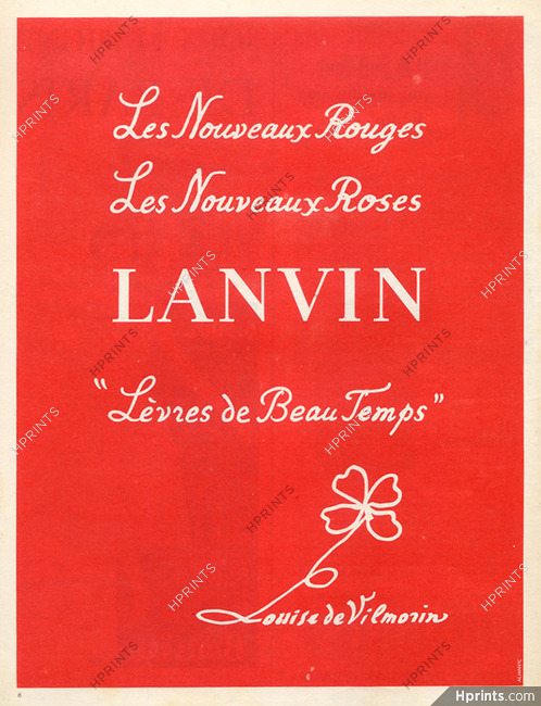 Lanvin (Cosmetics) 1958 Lèvres de Beau Temps, Louise de Vilmorin, Lipstick