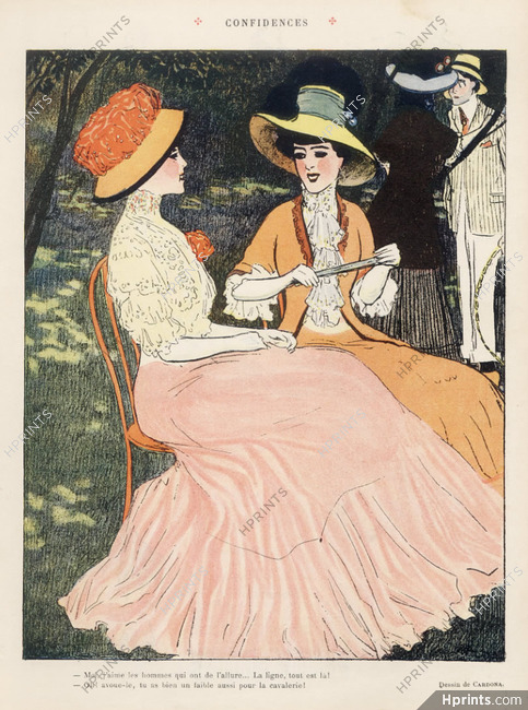 Cardona 1908 Elegants, Fashion Illustration Dresses, Restaurant
