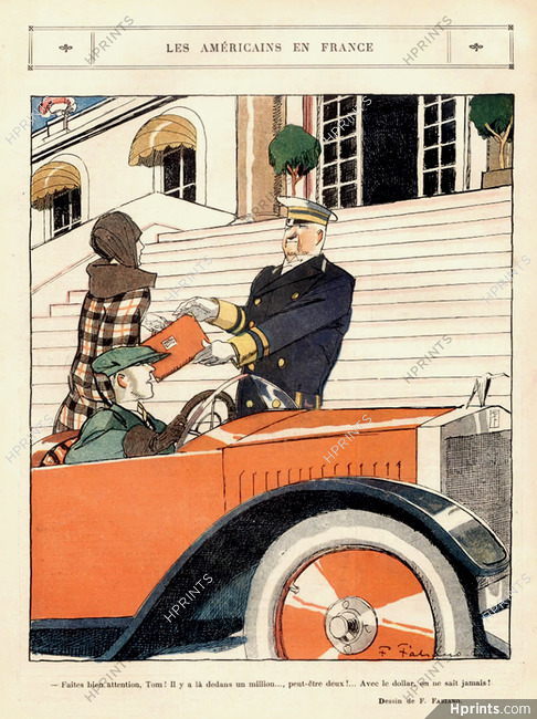 Fabien Fabiano 1924 "Les Américains en France" The Americans in France, Hotel Porter